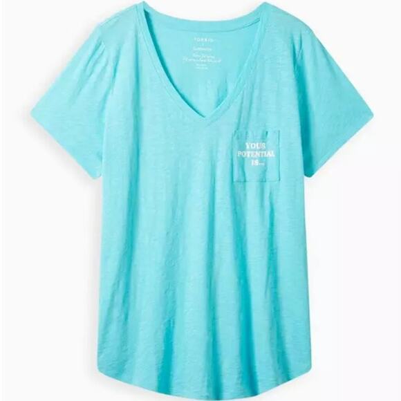 Torrid heritage slub blue vneck classic fit Potential graphic pocket t woman 3X - Picture 2 of 9